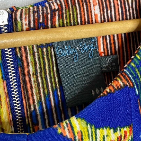 GABBY SKYE Nordstrom A-Line Pleated Abstract Art Sleeveless Knee Length Dress - Picture 6 of 6